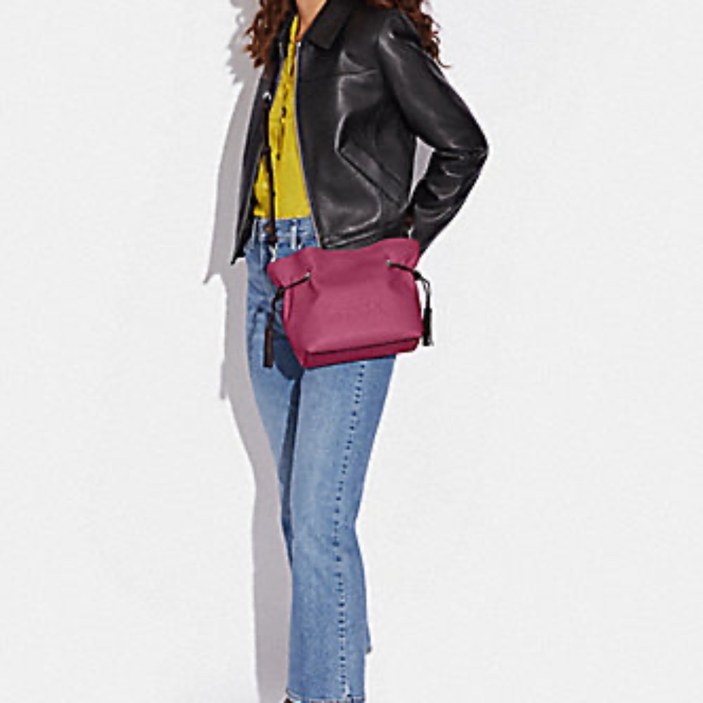 *SOLD-COACH LEATHER Andy Crossbody/Tote horse & Carriage NWT! GORGEOUS RASPBERRY - Picture 3 of 9